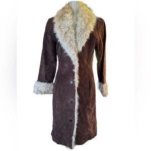 Vintage Y2K 90’s Wilson’s Leather Maxima Suede & Faux Fur Lingerie Coat